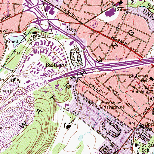Topographic Map of Baltusrol Station, NJ