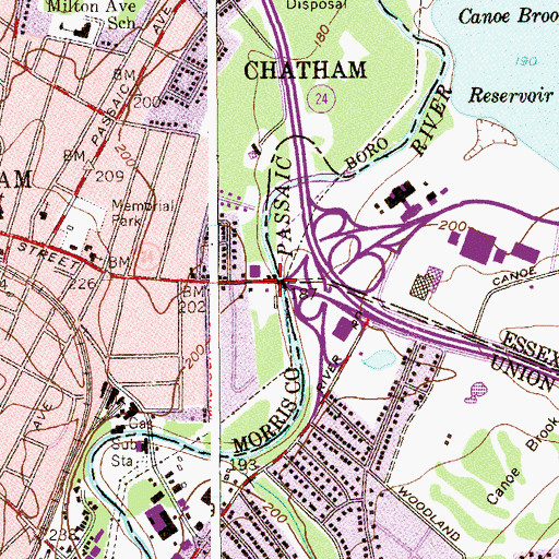 Topographic Map of Chatham Bridge, NJ