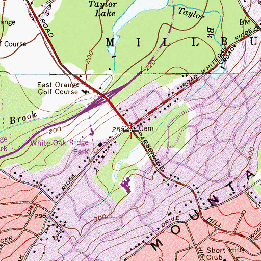 Topographic Map of White Oak Ridge, NJ