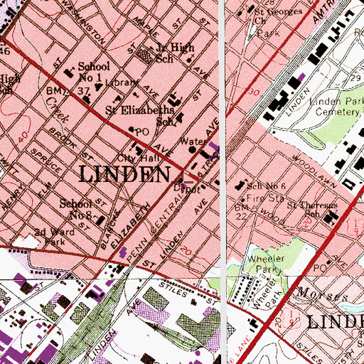 Topographic Map of Linden Station, NJ