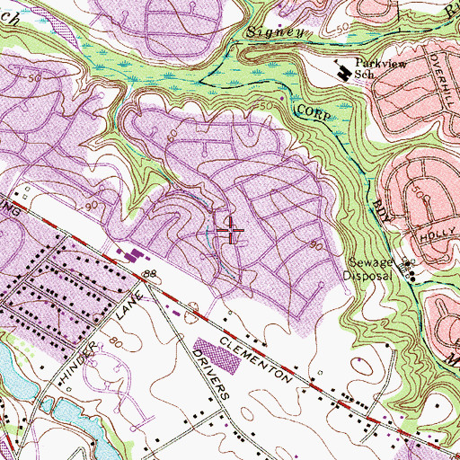 Topographic Map of Village of Glen Oaks, NJ