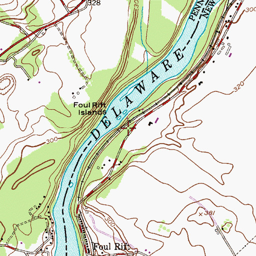 Topographic Map of Foul Rift Falls, NJ