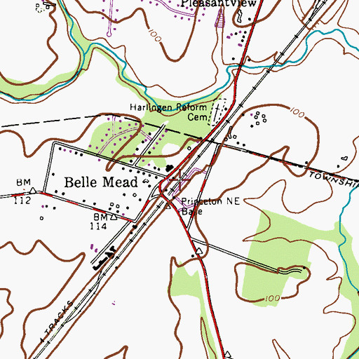 Topographic Map of Belle Mead Station, NJ
