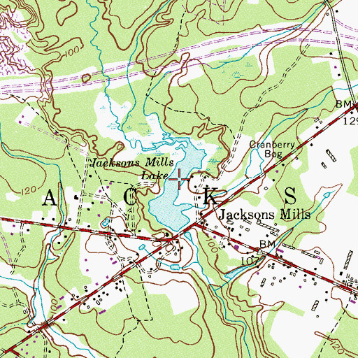 Topographic Map of Jacksons Mills Dam, NJ