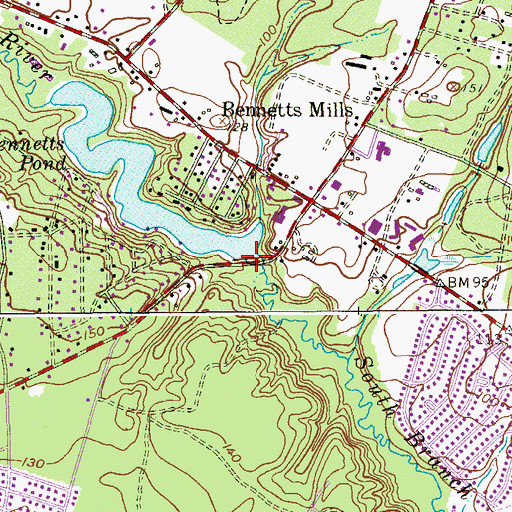 Topographic Map of Bennetts Mills Dam, NJ