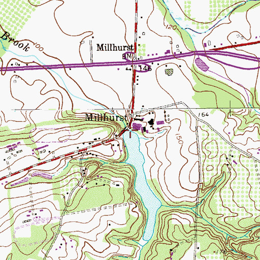 Topographic Map of Millhurst Dam, NJ