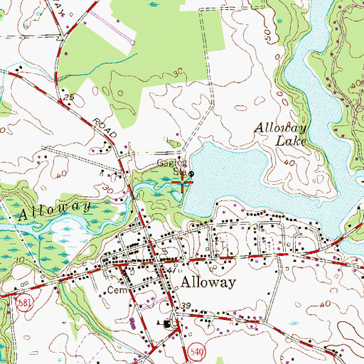Topographic Map of Alloway Lake Dam, NJ