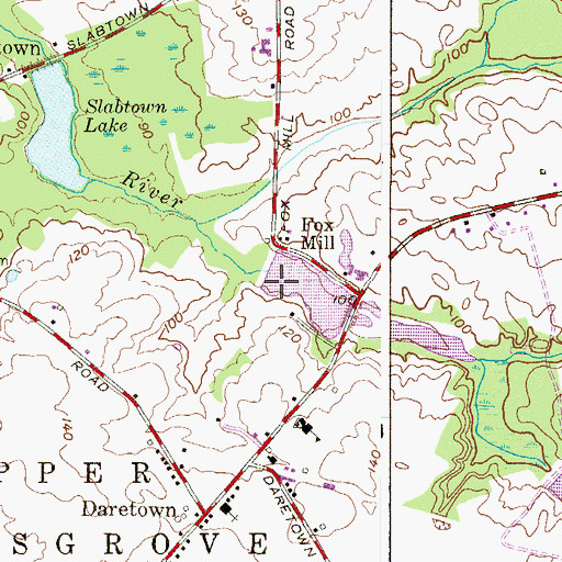 Topographic Map of Daretown Lake Dam, NJ