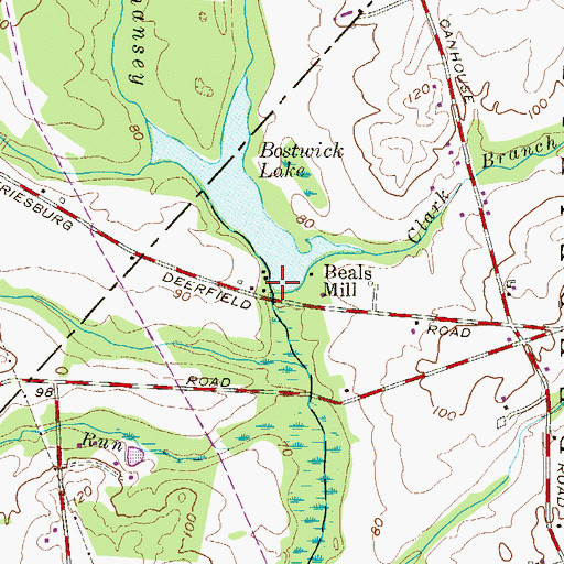 Topographic Map of Bostwicks Pond Dam, NJ