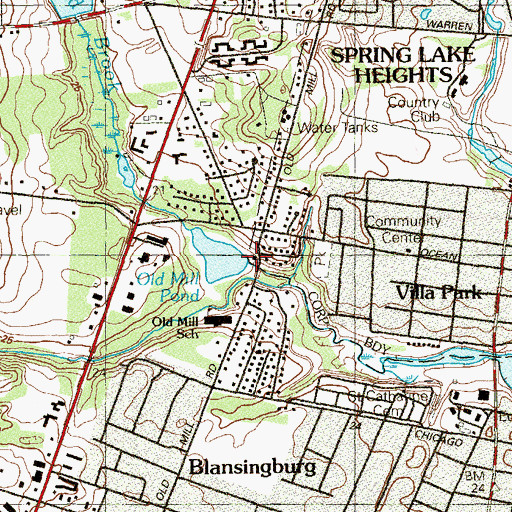 Topographic Map of Old Mill Pond Dam, NJ