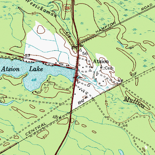 Topographic Map of Atsion Lake Dam, NJ