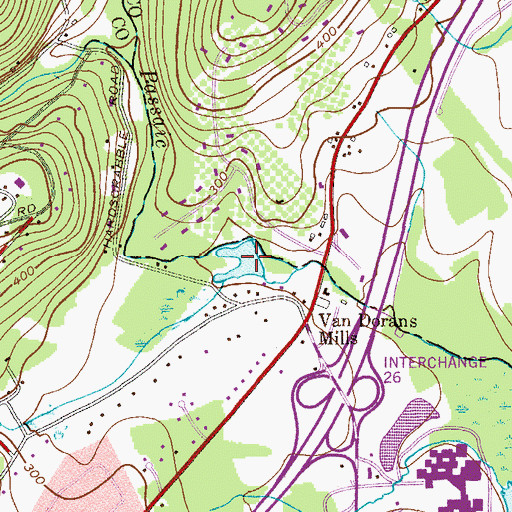 Topographic Map of Van Dorans Mill Pond, NJ