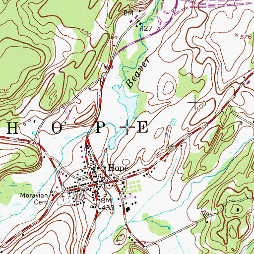 Topographic Map of Hope Lake, NJ