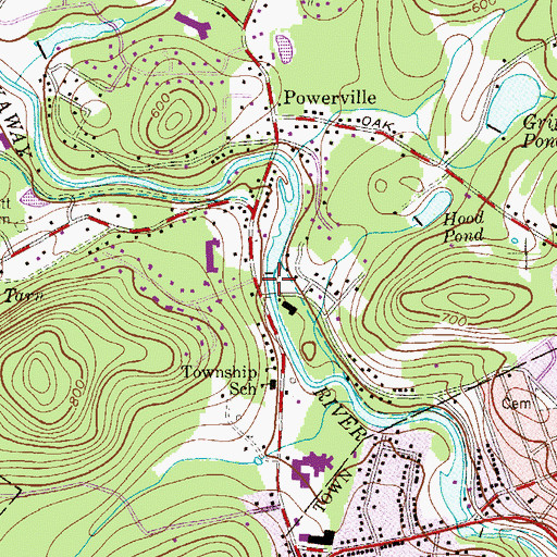 Topographic Map of Powerville Dam, NJ