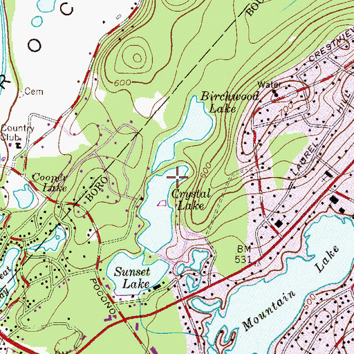 Topographic Map of Birchwood Lake Dam, NJ
