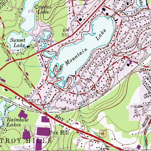 Topographic Map of Mountain Lake Dam, NJ