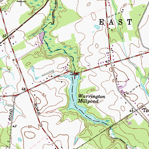 Topographic Map of Warrington Mill Dam, NJ