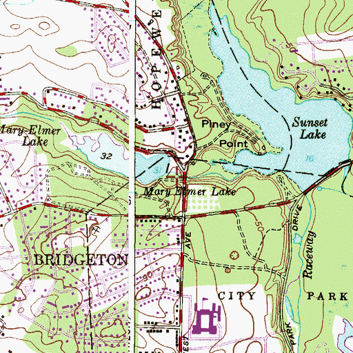 Topographic Map of Mary Elmer Lake Dam, NJ