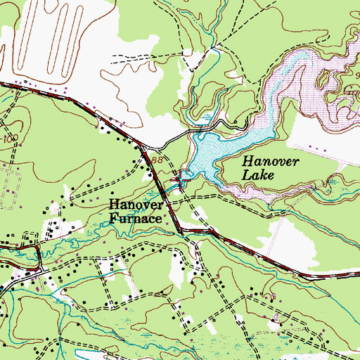 Topographic Map of Hanover Lake Dam, NJ