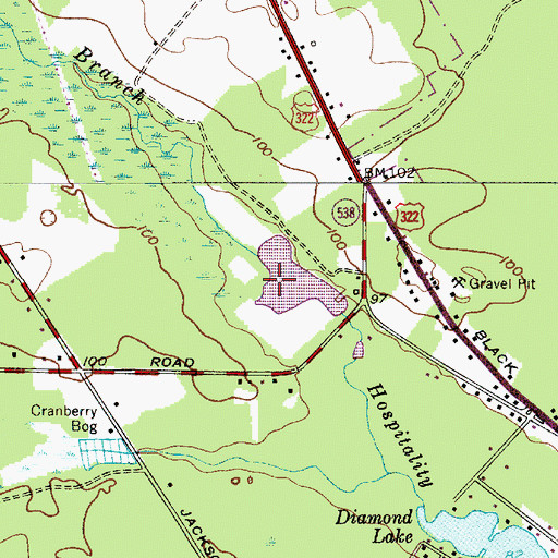 Topographic Map of Cranes Lake, NJ