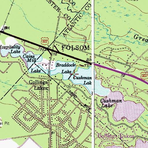 Topographic Map of Braddock Lake Dam, NJ