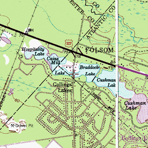 Topographic Map of Cains Mill Pond Dam, NJ