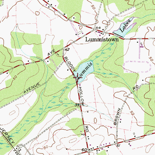 Topographic Map of Lummis Lake Lower Dam, NJ
