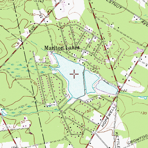 Topographic Map of Upper Marlton Lake, NJ