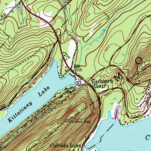 Topographic Map of Kittatinny Lake Dam, NJ
