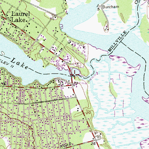 Topographic Map of Laurel Lake, NJ
