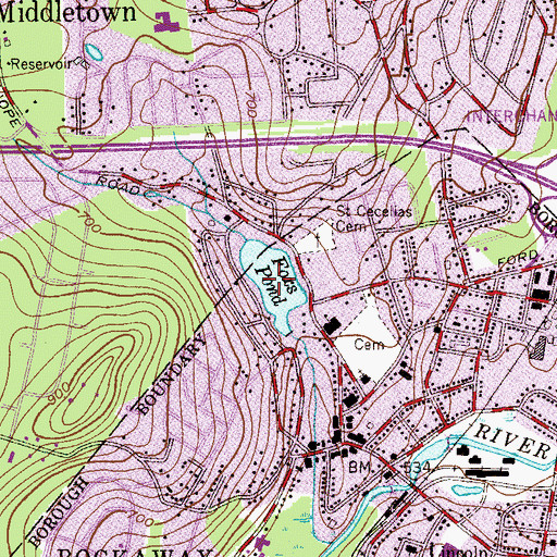 Topographic Map of Foxs Lake Dam, NJ