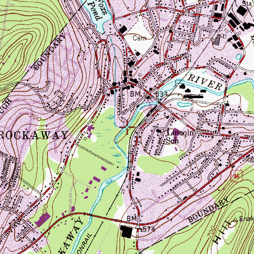Topographic Map of Foxs Brook, NJ