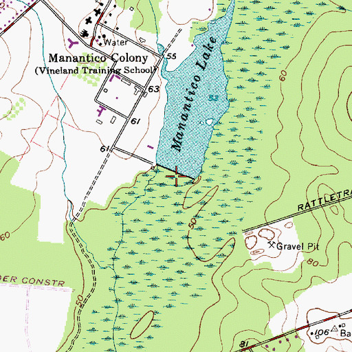 Topographic Map of Menantico Dam, NJ