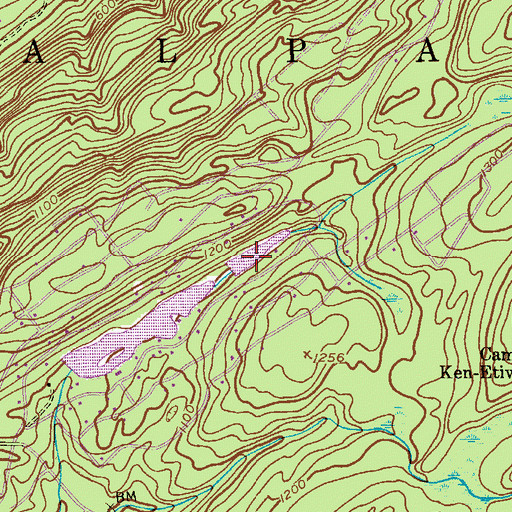 Topographic Map of Upper Blue Mountain Lake, NJ