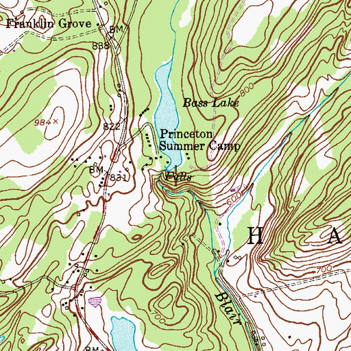 Topographic Map of Bass Lake Dam, NJ