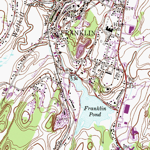 Topographic Map of Franklin Pond Dam, NJ