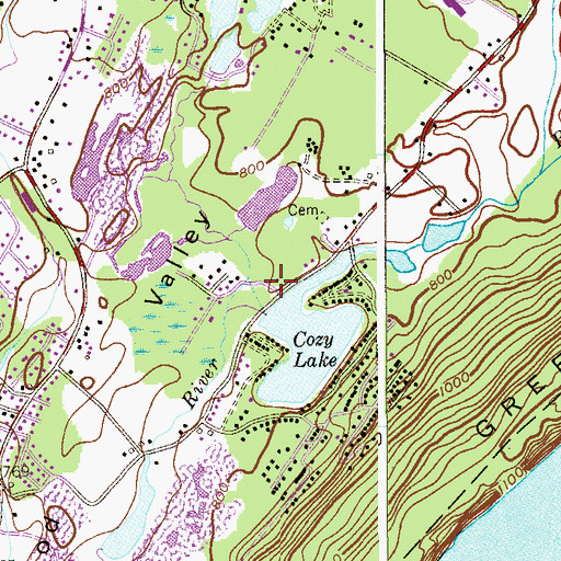 Topographic Map of Cozy Lake Dam, NJ