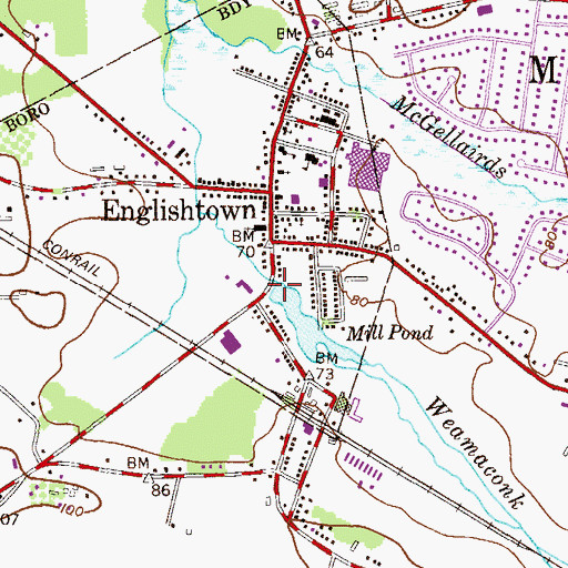 Topographic Map of Englishtown Lake Dam, NJ