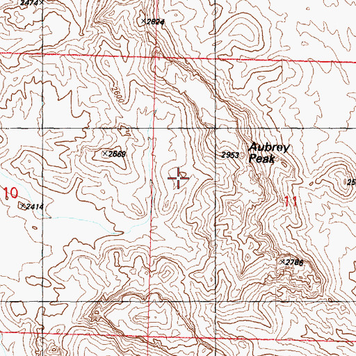 Topographic Map of Aubrey Peak, AZ