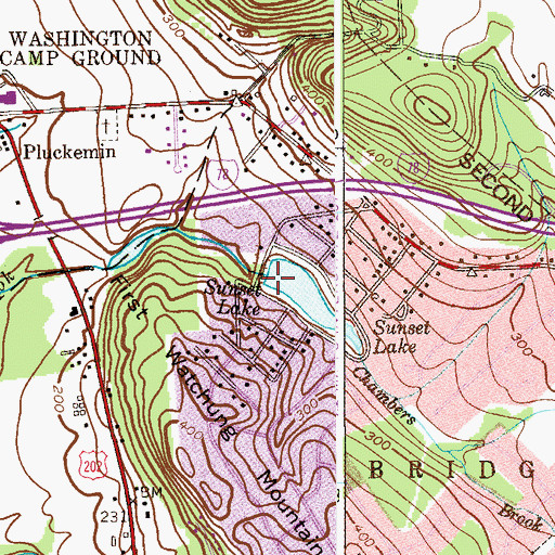 Topographic Map of Sunset Lake Dam, NJ