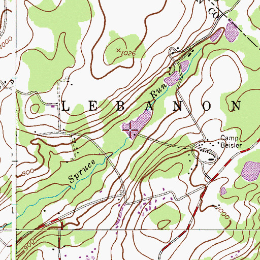 Topographic Map of Camp Beisler Dam, NJ