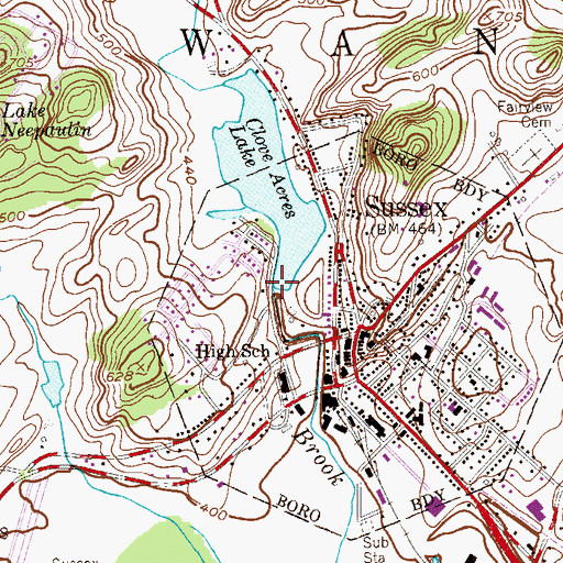Topographic Map of Clove River Dam, NJ