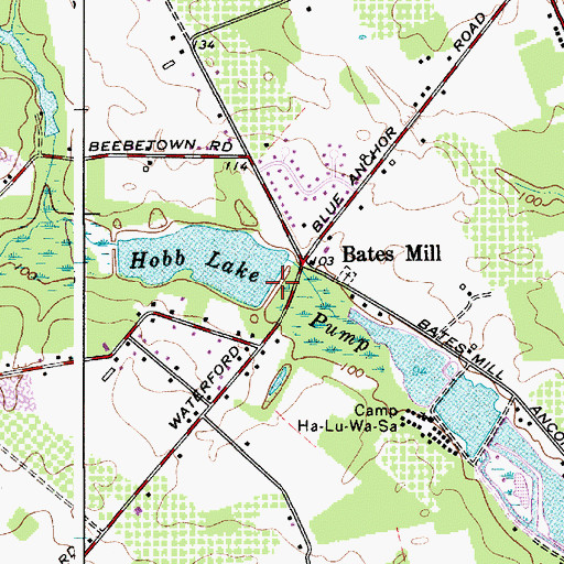 Topographic Map of Hobb Lake Dam, NJ