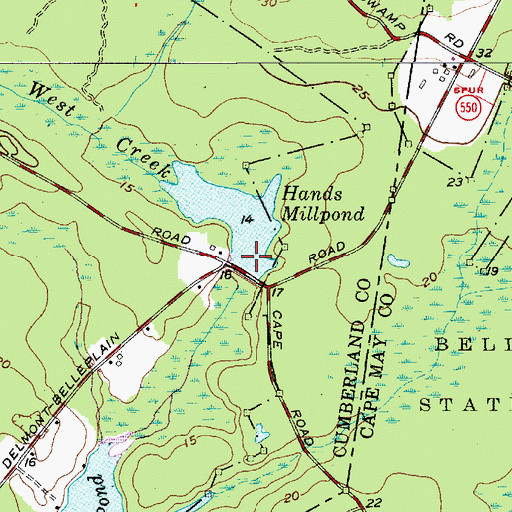 Topographic Map of Hands Mill Pond Dam, NJ
