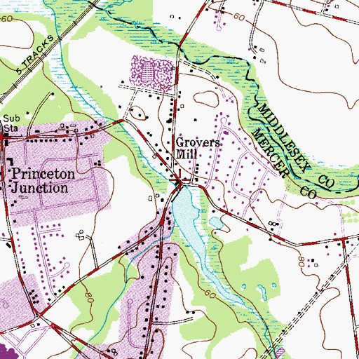 Topographic Map of Grovers Mill Dam, NJ