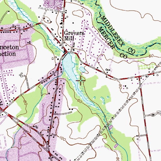 Topographic Map of Grovers Mill Pond, NJ