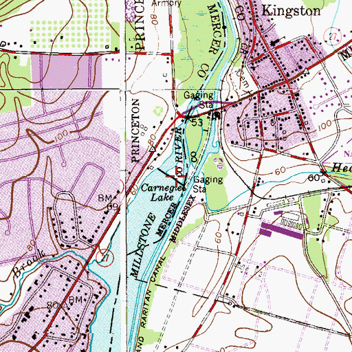 Topographic Map of Carnegie Lake Dam, NJ