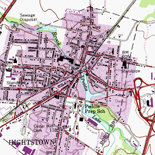 Topographic Map of Peddie Lake Dam, NJ