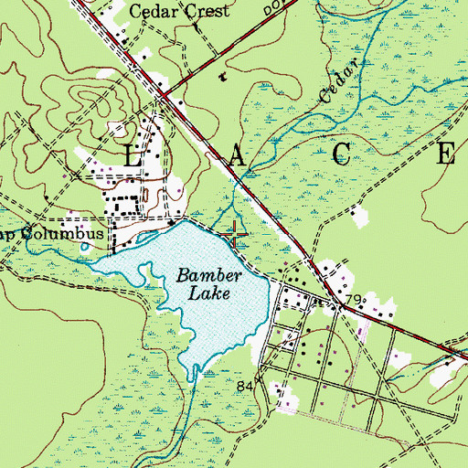 Topographic Map of Bamber Lake Dam, NJ