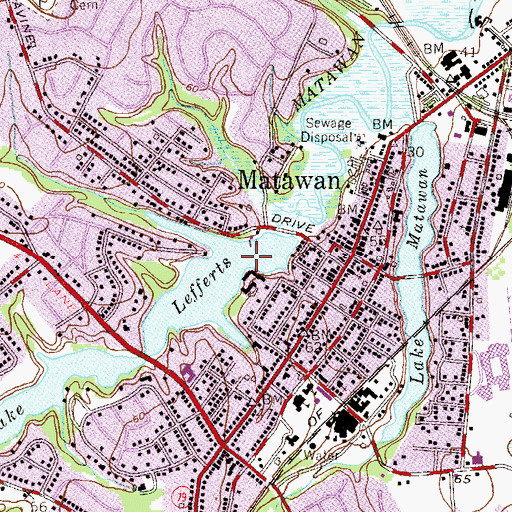 Topographic Map of Lake Lefferts Dam, NJ